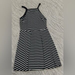 Aqua Black and White Strapless Dress